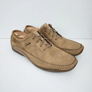 Clarks UK 8.5G Brown Driving Shoes Men's Leather Lace Up Standard Width Loafers - Picture 1 of 23