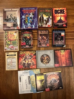 Apple II Floppy Games Big Box Lot READ Phantasie Denethenore Shattered Alli SSI - Image 1 of 4