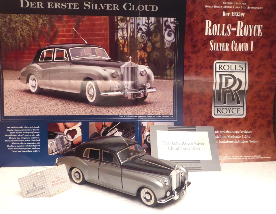 Rolls Royce Silver Cloud 1 v. 1955 , M 1:24 , Franklin Mint , Doku ,  ohne OVP - Bild 1 von 4