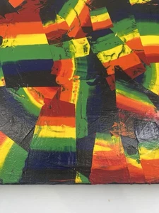 Handmade Painting 20x20 Rainbow Abstract Acrylic Painting Canvas Black Colorful - Picture 1 of 14