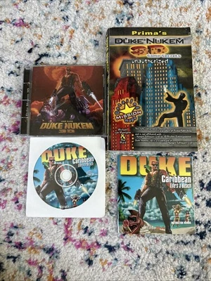 PC DUKE NUKEM 3D + Libro Secretos del Juego + PAQUETE DE DISCOS DUKE CARIBBEAN RARO Foto 1 de 4