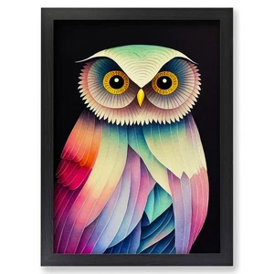 Framed Watercolour Owl No.3 Abstract Wall Art Canvas Print Poster Picture, Decor - Picture 1 of 4