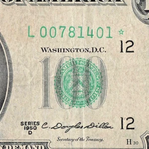 1950D Star Note 100$ Dollar Bill San Francisco L00781401* 144K Total Short Run - Picture 1 of 12