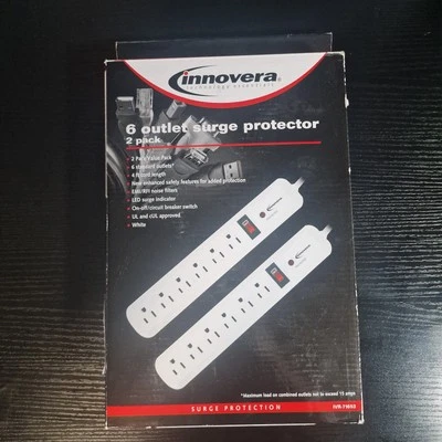 Innovera 71653 6 AC Outlets 4' Cord 540 J Surge Protector - White (2/Pack) New - Image 1 of 2