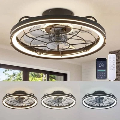 FANNEHONNE 19 in. Indoor Integrated LED Modern Farmhouse Ceiling Fan with Light - Image 1 of 4