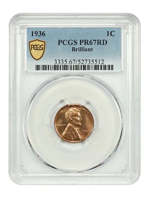 1936 1C PCGS PR67RD (Brilliant) - Lincoln Cent (Wheat Reverse) - Image 1 of 4