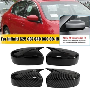 ABS Ox Horn Rearview Side Mirror Cover Cap For Infiniti G25 G37 Q40 Q60 2009-15 - Picture 1 of 21