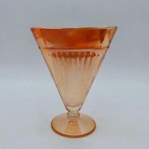 Carnival Glas Adam's Rib Ringelblume Fächerform Vase 6,5 cm gerippt Vintage - Bild 1 von 8