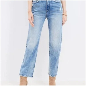 LOFT High Waist Straight Crop Jeans Size 4 / 27 Light Blue Denim - Picture 1 of 9