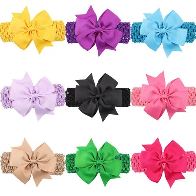 10 PCS Girls Kids Knitted Crochet Headband Bow Flower Hair Band Accessories - Image 1 of 4