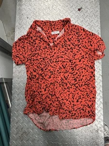 VTG AMERICAN APPAREL RED CHEETAH PRINT BUTTON UP SHIRT SZ. SMALL - Picture 1 of 3