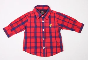 Wrangler Baby Boy Size 0-3 Months Long Sleeve Red Plaid Western Shirt - Picture 1 of 10