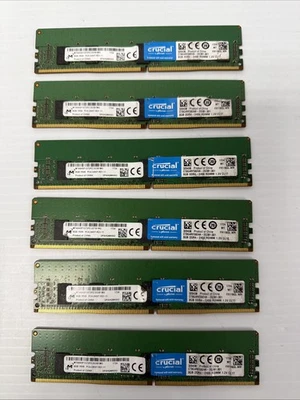 Lot of 6 Crucial 8GB 1RX8 PC4-2400T DDR4-2400 RDIMM CT8G4RFS824A Server Memory - Image 1 of 4