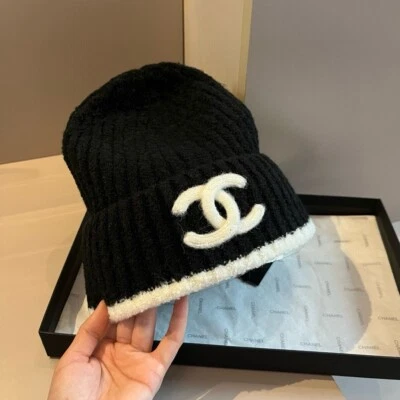 2024 New Cashmere Beanie Hat Classic Style Cuffed Knit Hat Cap WHITE &BLACK - Image 1 of 4