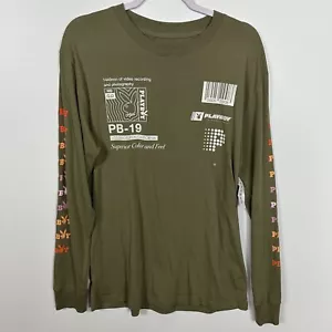 Playboy x Pacsun Tee Medium Long Sleeve Green Crewneck Men NWT - Picture 1 of 8