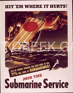 WWII Poster, Ships, "JOIN THE Submarine Service" Art Print on 11x14" 22503 - Picture 1 of 1