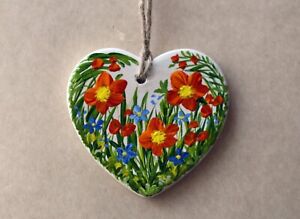 Handpainted Ceramic Heart Keepsake Gift  "Just for You #53"  3x3" by Judith Rowe