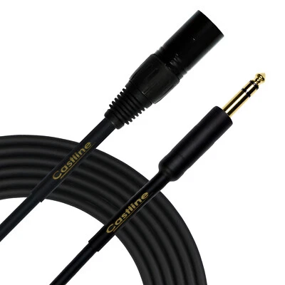 Castline Gold XLR Male to 1/4" TRS Patch Cable Mogami Neglex 2549