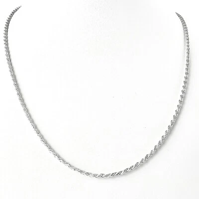 Cadena de cuerda sólida de plata de ley 925 de Italia, 1,5 mm de ancho de 16", 18" y 20" de largo Foto 1 de 3