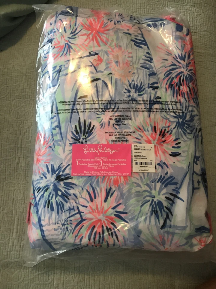 Lilly Pulitzer "sea to Shining Sea" GWP Packable Beach Mat BRAND