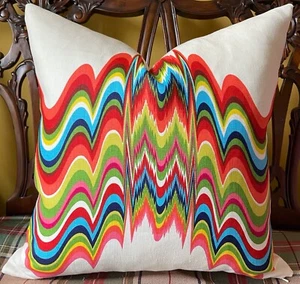 Jonathan Adler Kravet Distorted Prism 100% Linen Decorative Pillow Cover 2 Sided - Picture 1 of 12