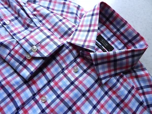 Eton Contemporary Fit Checkered Shirt Size 41/16    White Red Blue - Picture 1 of 5