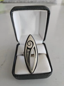 Vintage Native American Sterling Silver Hopi TRINIDAD LUCAS Overlay Ring 7 1/2 - Picture 1 of 5