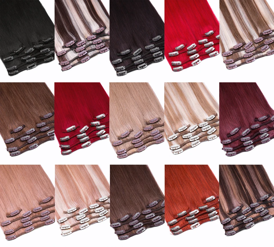 Clip In Extensions Set Remy Echthaar 45cm - 80cm Haarverlängerung 7 Tressen hair - Bild 1 von 1