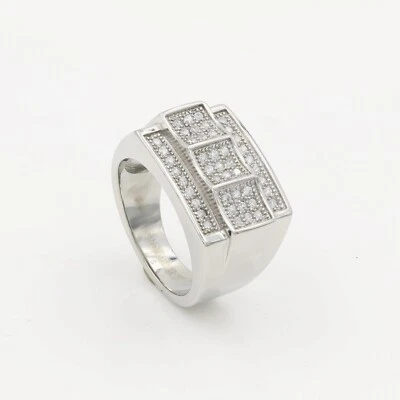 Anillo Pinky Acero Inoxidable 316 Pavé Para Hombre Forma Cuadrada Circonita Foto 1 de 4