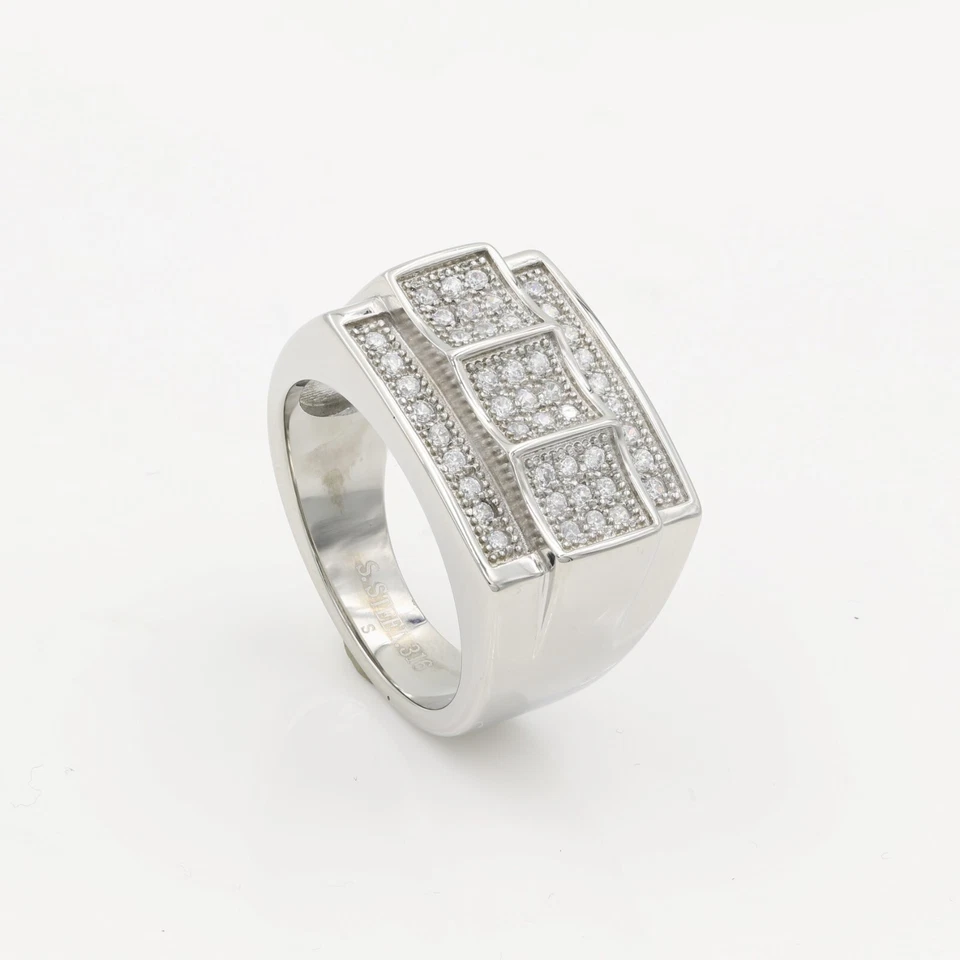 Stainless Steel 316 Pave Men's Square shape CZ SET Pinky Ring - Image 1 of 1