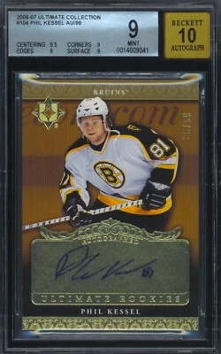 BGS 9 Mint 2006-07 Ultimate Collection #104 Phil Kessel Auto Rookie RC /99 Pop 2 - Image 1 of 2