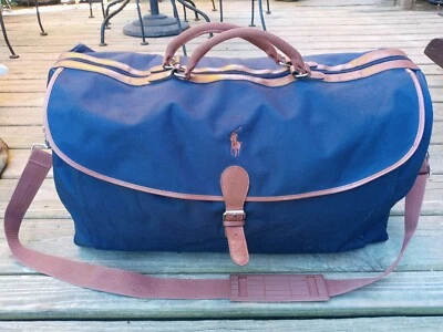 Polo Ralph Lauren 帆布单肩包行李箱蓝色人造皮革 — 第 1/4 张图片
