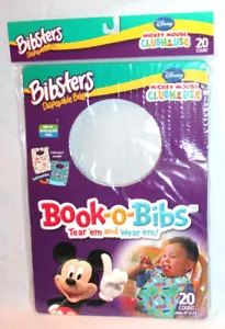 NEW IN PACKAGE DISNEY BIBSTERS MICKEY MOUSE CLUBHOUSE 20 COUNT DISPOSABLE BIBS - Picture 1 of 2