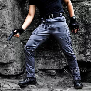 Pantalones de carga tácticos del ejército para hombre impermeables al aire libre senderismo caza pantalones informales - Imagen 1 de 16