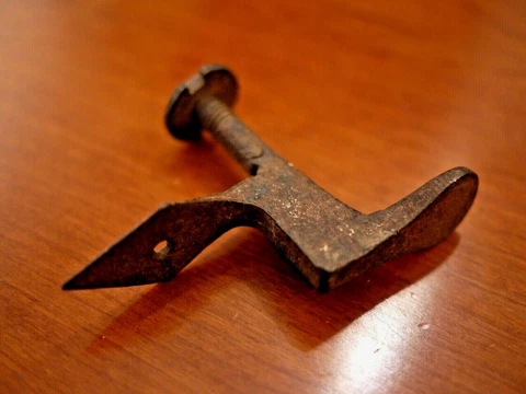 Antique FRENCH Wrought Iron Keep Latch Small Receiver Plank Door  4 1/4" Cover