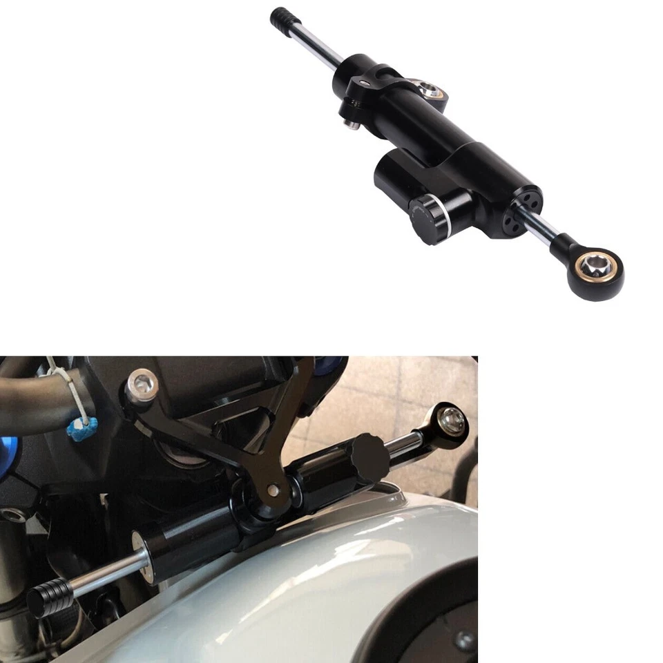 Motorcycle Adjustable Full Black Stabilizer Steering Damper For Suzuki Kawasaki - Image 1 of 4