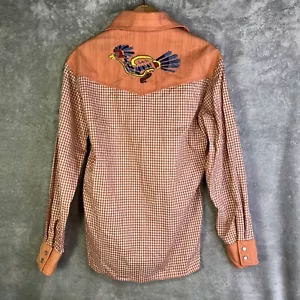 Vintage Hand-Made Embroidered Chaparral Road Runner Pearl Snap Shirt - Picture 1 of 9