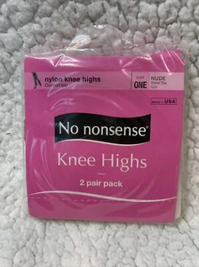 No Nonsense Comfort Top Knee Highs 029 2 Pair Pack NUDE Sheer Toe ONE Size - Picture 1 of 3