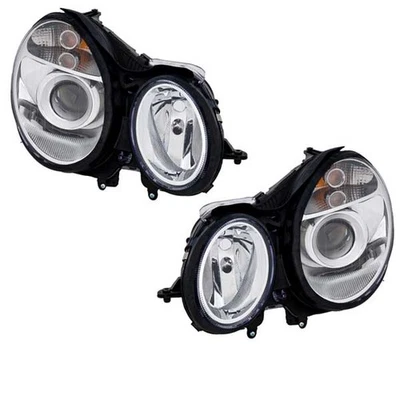 For 03-06 Mercedes E-Class Headlight Headlamp Halogen Head Light w/Bulb PAIR SET - Image 1 of 4