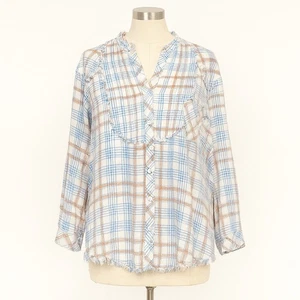 Free People Plaid About You Top Womens Small White Blue Intimately Sleep Shirt - Picture 1 of 11