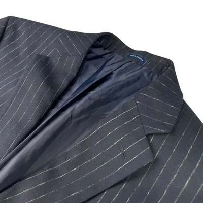 NUEVO Blazer Stafford Para Hombre Calce Ajustado Rendimiento 2 Botones Azul Marino Tiza Rayas • 44S Foto 1 de 4