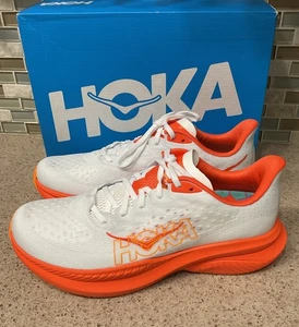 Hoka One Mach 6 Men’s Size 10D Frost Lava White Orange Running Shoes New - Picture 1 of 11