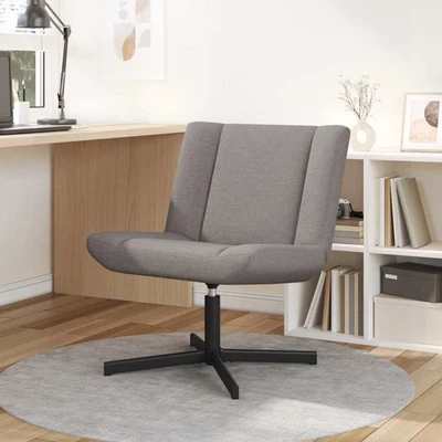 Swivel Chair Taupe Fabric 63 x 75 x 76 cm Modern Upholstered 360° Seat Ergonomic - Image 1 of 4