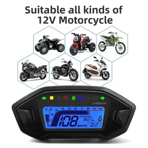 Digital Motorcycle Speedometer Universal Odometer Tachometer LCD Gauge Cylinders - Picture 1 of 10