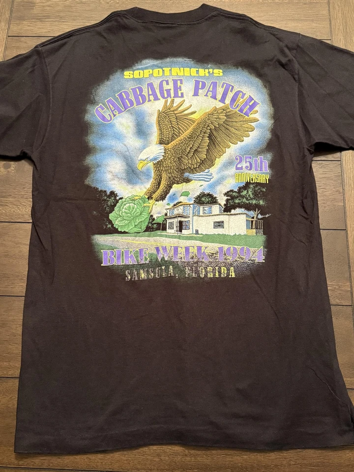 Винтажная мужская футболка с капустной нашивкой большая 25-я годовщина велосипедная неделя 1994 Eagle 90-е - Изображение 1 из 4