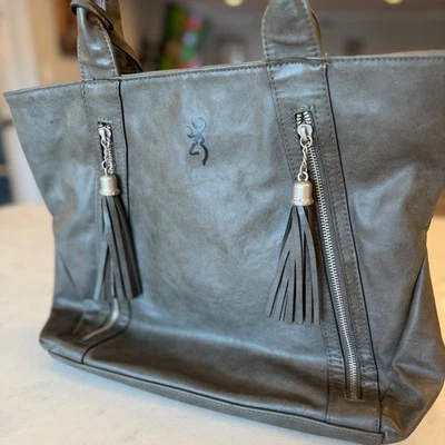 Browning Alexandria Charcol Gray Conceal Carry Shoulder Bag with Locking Zippers - Image 1 of 4