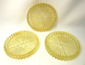 Precioso juego de 3 posavasos HEISEY RIDGELEIGH Art Deco Sahara amarillo - Imagen 1 de 9