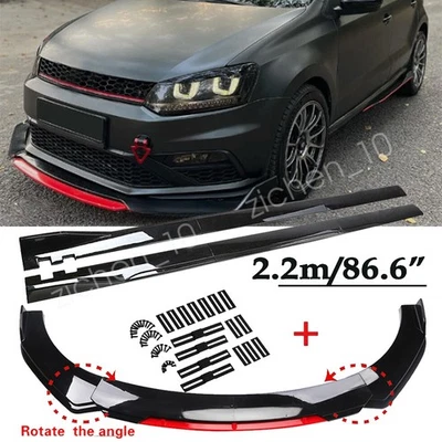 For Volkswagen Polo 2003-2024 Front Bumper Lip Spoiler Splitter Body Side Skirts Foto 1 de 4