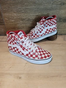 Vans Unisex rot/weiß kariert Hi Top Skateschuhe UK Größe 3,5 - Bild 1 von 16