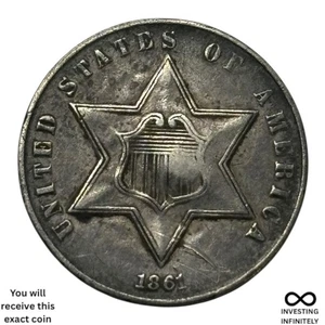 1861 3 Cent Silver 180 Degree Rotated Reverse X-1273 - Picture 1 of 3